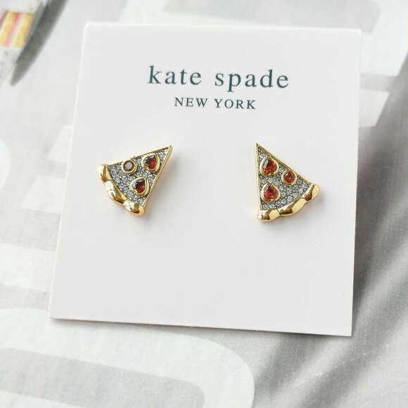 Kate Spade Jewelry - Kate Spade Pizza My Heart Gold Multicolor Stud Earrings NEW